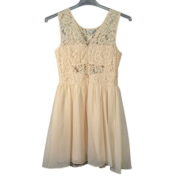 BCBGeneration Womens Lace Overlay Sleeveless Dress Size 8 Beige NEW - Picture 3 of 6